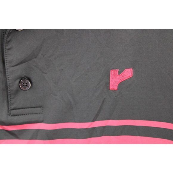 Footjoy Men's Size Medium S/S Golf Polo Shirt Gray Pink Stripe - Picture 3 of 7